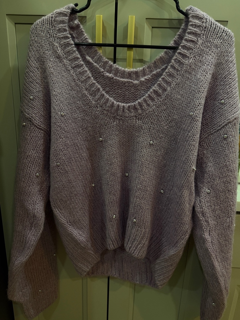 H&M Lilac Scoop-Neck Sweater with Pearl Beading